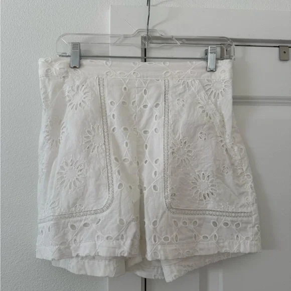 Zara Cream Eyelet High Waist Shorts - Picture 4 of 6